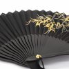 Silk Black Bamboo Leaf Folding Fan Silk Black Bamboo Leaf Folding Fan