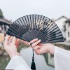 Silk Black Bamboo Leaf Folding Fan Silk Black Bamboo Leaf Folding Fan