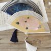 Silk Peony Folding Fan with Bamboo Frame Silk Peony Folding Fan with Bamboo Frame