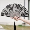 Silk Retro Leaves Flower Bamboo Folding Fan Silk Retro Leaves Flower Bamboo Folding Fan