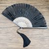 Silk Retro Leaves Flower Bamboo Folding Fan Silk Retro Leaves Flower Bamboo Folding Fan