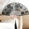 Silk Retro Leaves Flower Bamboo Folding Fan Silk Retro Leaves Flower Bamboo Folding Fan