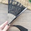 Silk Retro Leaves Flower Bamboo Folding Fan Silk Retro Leaves Flower Bamboo Folding Fan