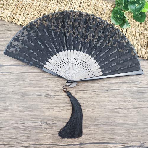 Abanico Plegable de Seda y Bambú con Motivos Botánicos Retro Abanico Plegable de Seda y Bambú con Motivos Botánicos Retro