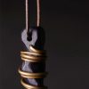 チベット黒檀と真鍮の平和のネックレス ペンダント Tibetan Ebony Wood Peace Necklace Pendant