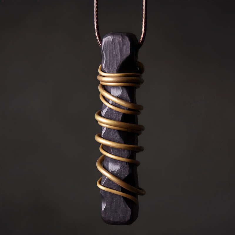チベット黒檀と真鍮の平和のネックレス ペンダント Tibetan Ebony Wood Peace Necklace Pendant