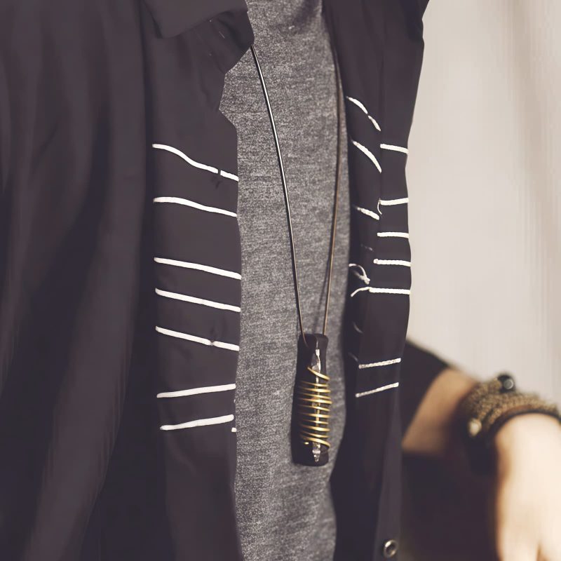 チベット黒檀と真鍮の平和のネックレス ペンダント Tibetan Ebony Wood Peace Necklace Pendant