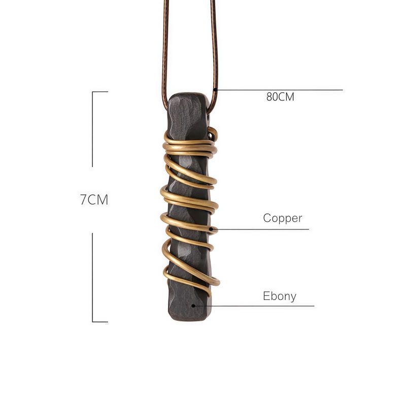 チベット黒檀と真鍮の平和のネックレス ペンダント Tibetan Ebony Wood Peace Necklace Pendant