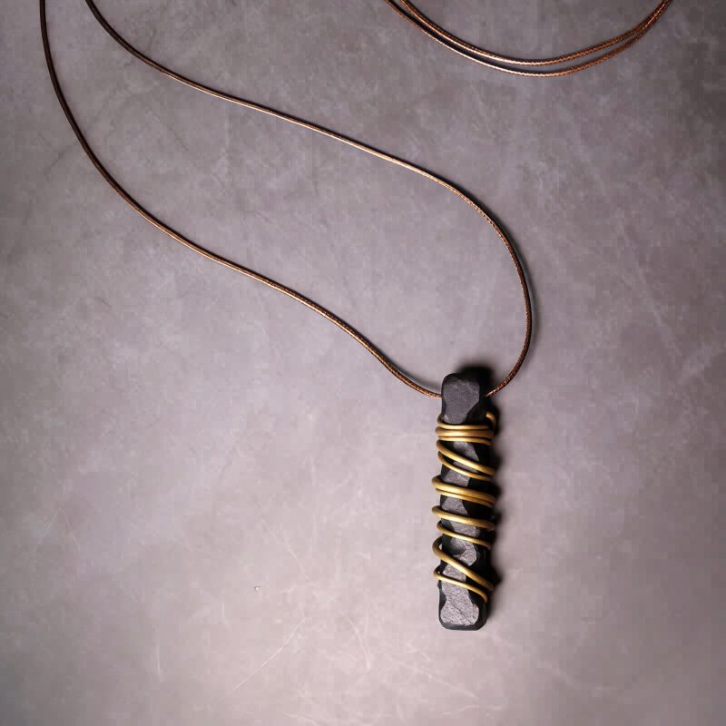 チベット黒檀と真鍮の平和のネックレス ペンダント Tibetan Ebony Wood Peace Necklace Pendant