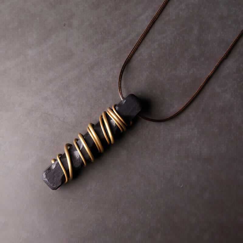 チベット黒檀と真鍮の平和のネックレス ペンダント Tibetan Ebony Wood Peace Necklace Pendant
