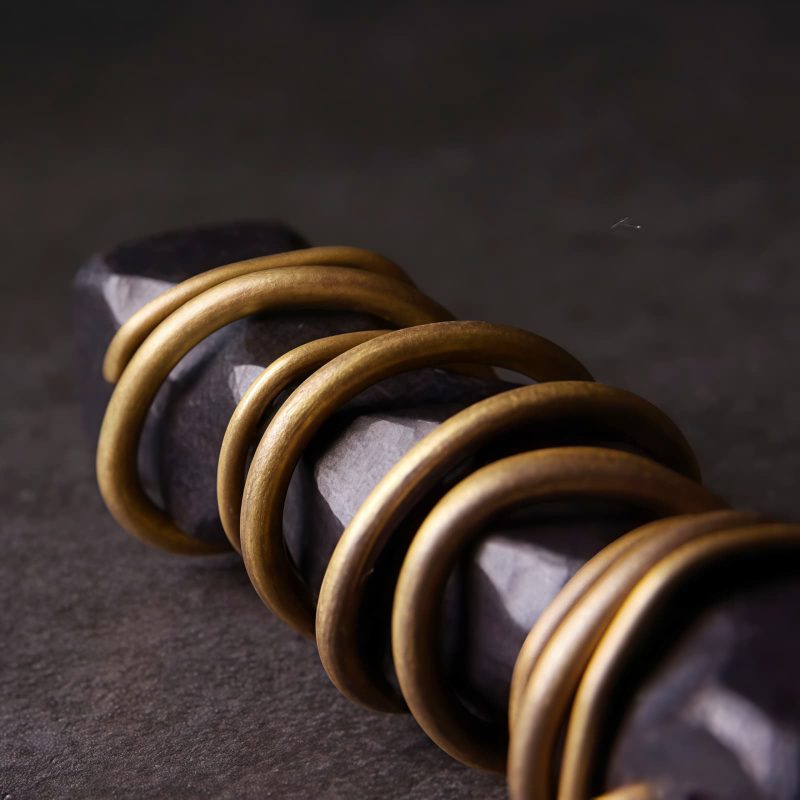 チベット黒檀と真鍮の平和のネックレス ペンダント Tibetan Ebony Wood Peace Necklace Pendant
