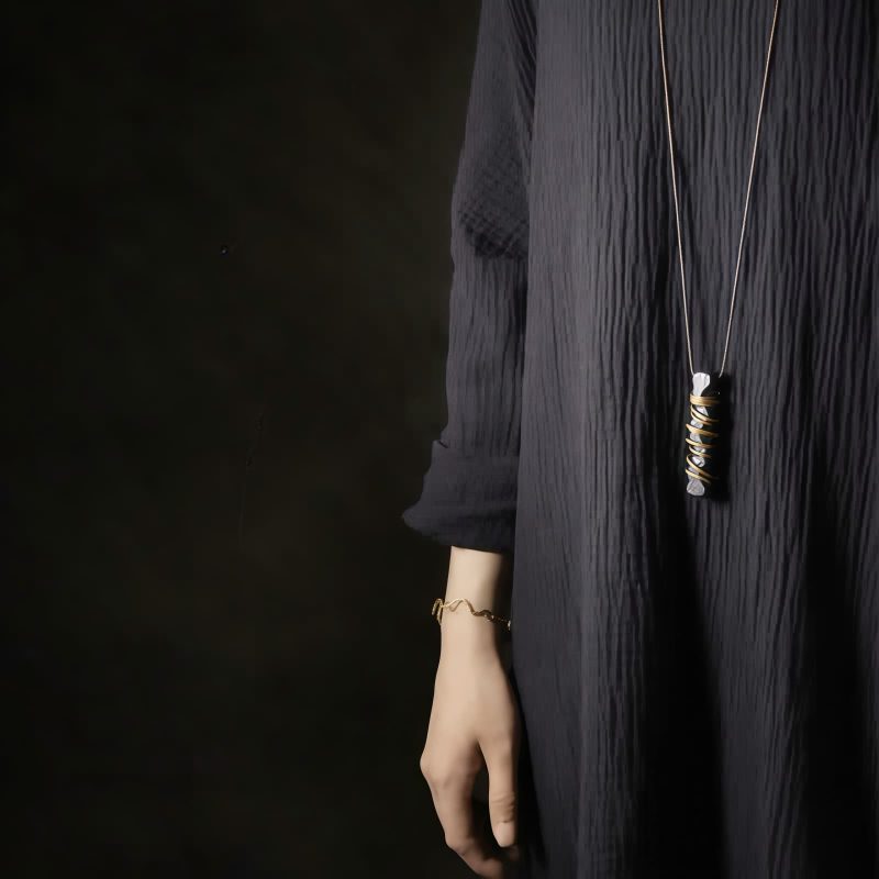 チベット黒檀と真鍮の平和のネックレス ペンダント Tibetan Ebony Wood Peace Necklace Pendant