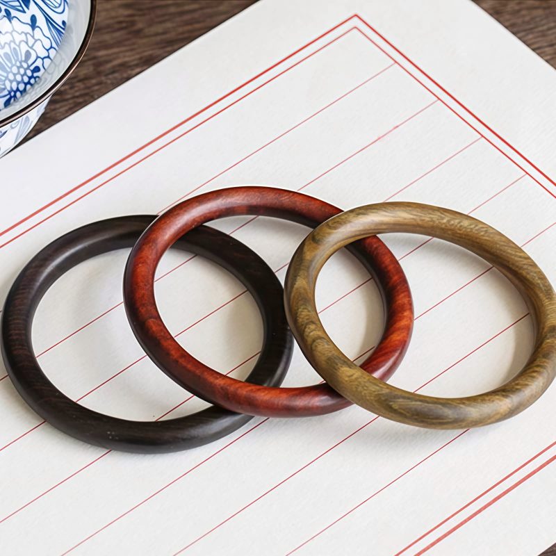 チベット産 小葉紫檀・緑檀・黒檀 守護バングル Tibetan Red and Green Sandalwood Protection Bangle