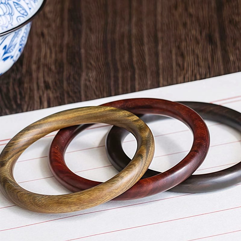 チベット産 小葉紫檀・緑檀・黒檀 守護バングル Tibetan Red and Green Sandalwood Protection Bangle