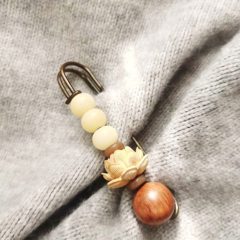Vintage Bodhi Seed Sandalwood Peace Brooch Vintage Bodhi Seed Sandalwood Peace Brooch