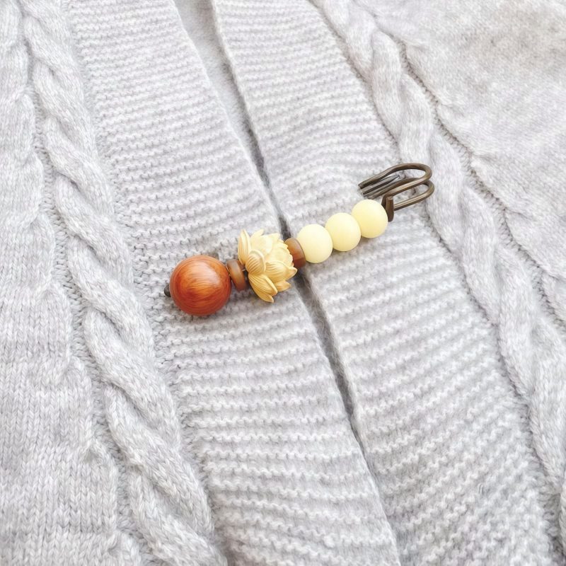 Vintage Bodhi Seed Sandalwood Peace Brooch Vintage Bodhi Seed Sandalwood Peace Brooch