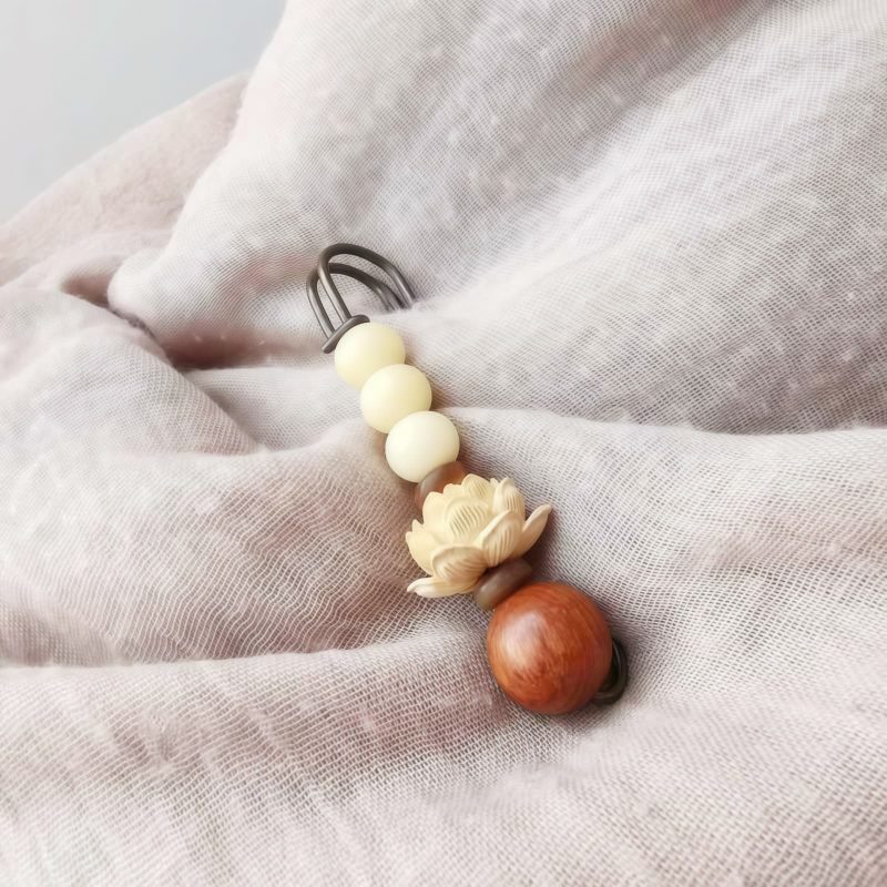 Vintage Bodhi Seed Sandalwood Peace Brooch Vintage Bodhi Seed Sandalwood Peace Brooch