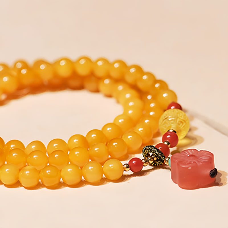 Amber Healing Flower Charm Necklace Amber Healing Flower Charm Necklace
