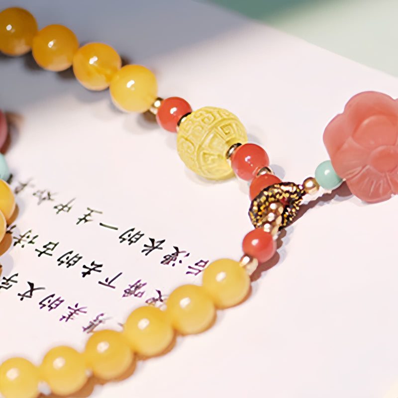 Amber Healing Flower Charm Necklace Amber Healing Flower Charm Necklace