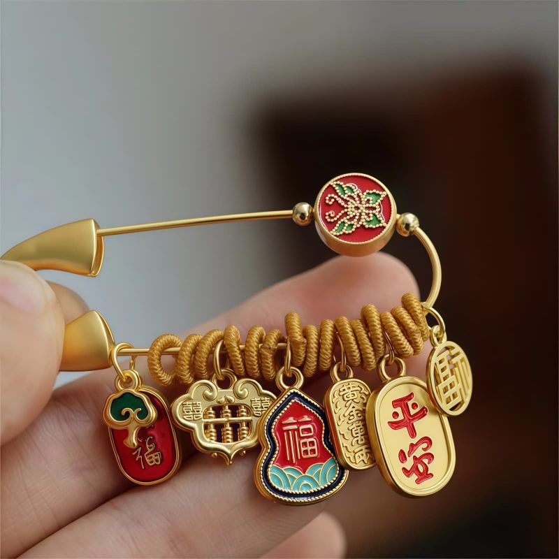 Brass Fu Character Butterfly Luck Brooch Brass Fu Character Butterfly Luck Brooch