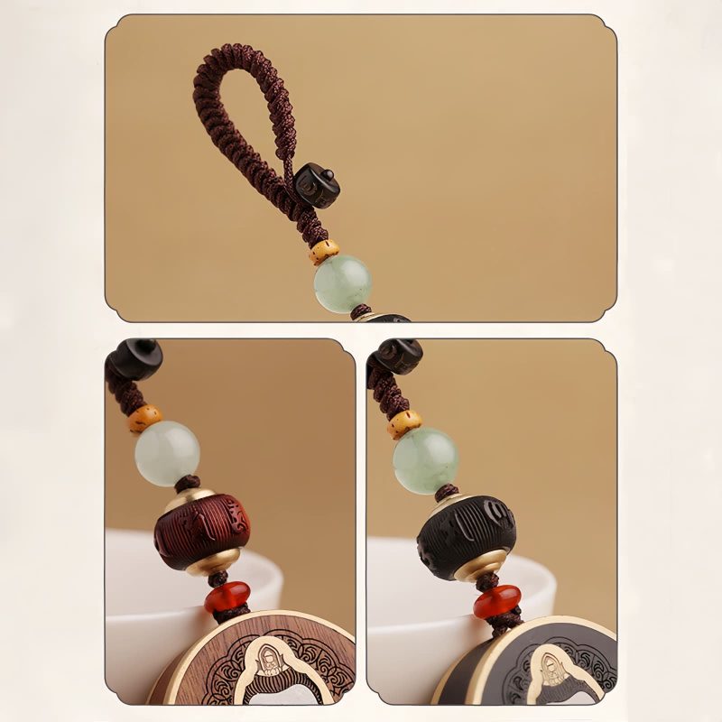Ebony Wood Avalokitesvara Keychain with Om Mani Padme Hum Ebony Wood Avalokitesvara Keychain with Om Mani Padme Hum