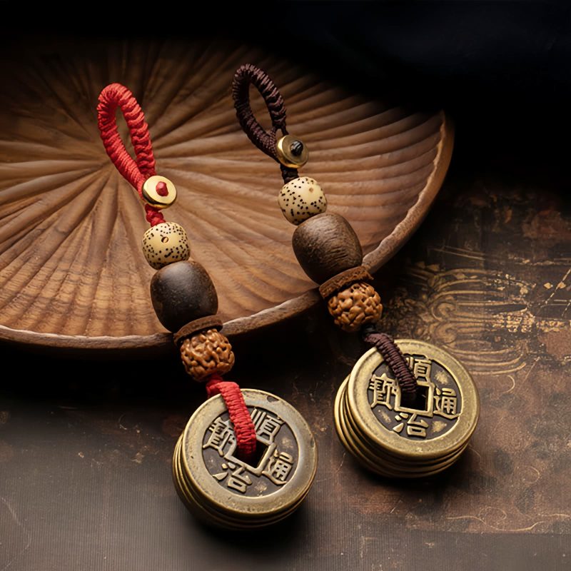 Feng Shui Five Emperor Coins Wealth Keychain Feng Shui Five Emperor Coins Wealth Keychain