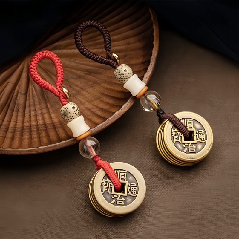 Feng Shui Five Emperor Coins Wealth Keychain Feng Shui Five Emperor Coins Wealth Keychain