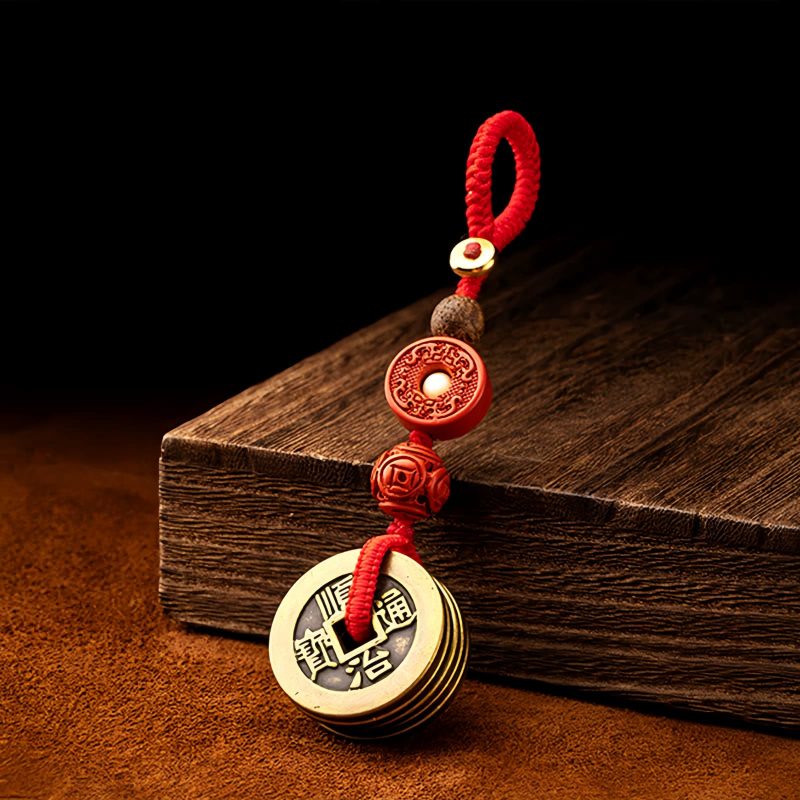 Feng Shui Five Emperor Coins Wealth Keychain Feng Shui Five Emperor Coins Wealth Keychain