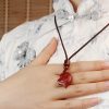 Natural Cinnabar Love Heart Couple Necklace Natural Cinnabar Love Heart Couple Necklace