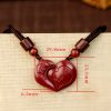 Natural Cinnabar Love Heart Couple Necklace Natural Cinnabar Love Heart Couple Necklace