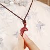 Natural Cinnabar Love Heart Couple Necklace Natural Cinnabar Love Heart Couple Necklace