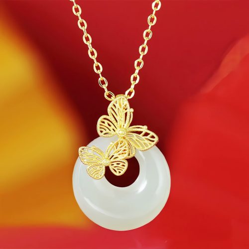 Collar de Mariposa en Jade Hetian Natural Collar de Mariposa en Jade Hetian Natural