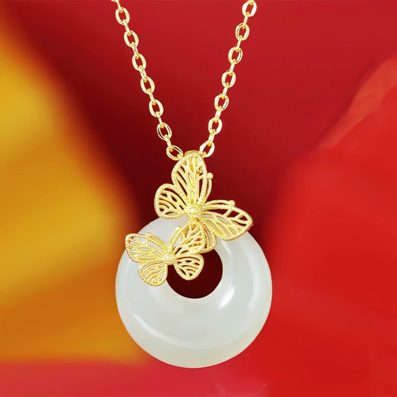 Natural Hetian Jade Butterfly Necklace Natural Hetian Jade Butterfly Necklace
