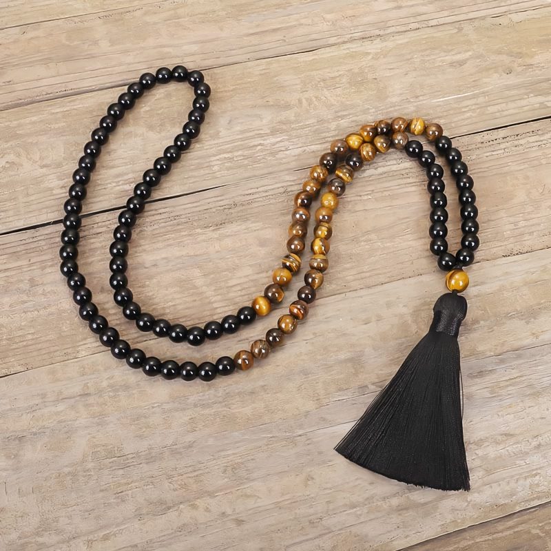 Tibetan Black Onyx Tiger Eye Protection Necklace Tibetan Black Onyx Tiger Eye Protection Necklace