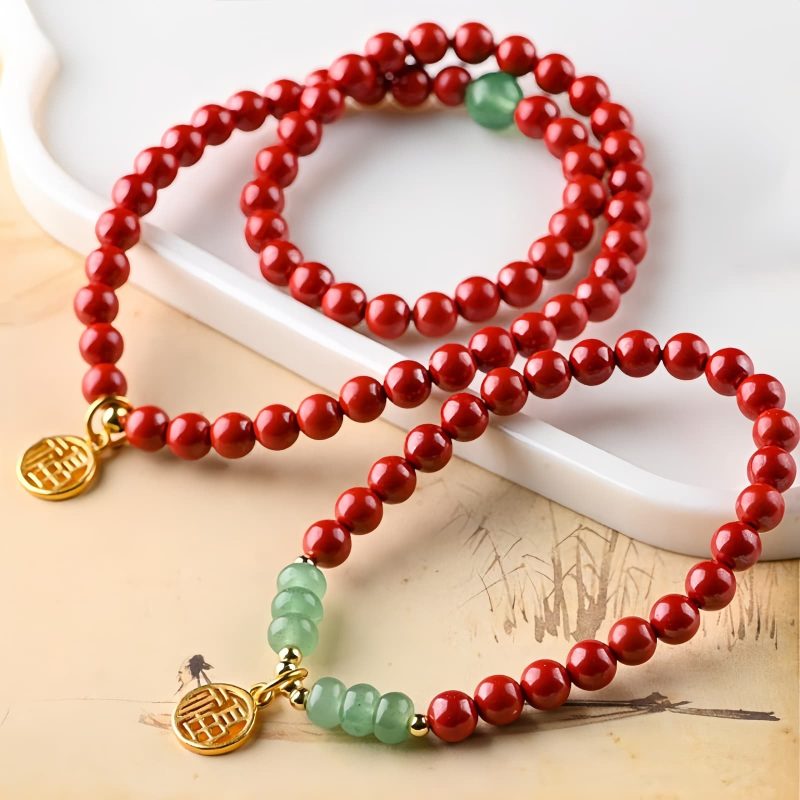 Tibetan Cinnabar Green Aventurine Luck Bracelet Tibetan Cinnabar Green Aventurine Luck Bracelet