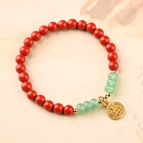 Tibetan Cinnabar Green Aventurine Luck Bracelet Tibetan Cinnabar Green Aventurine Luck Bracelet