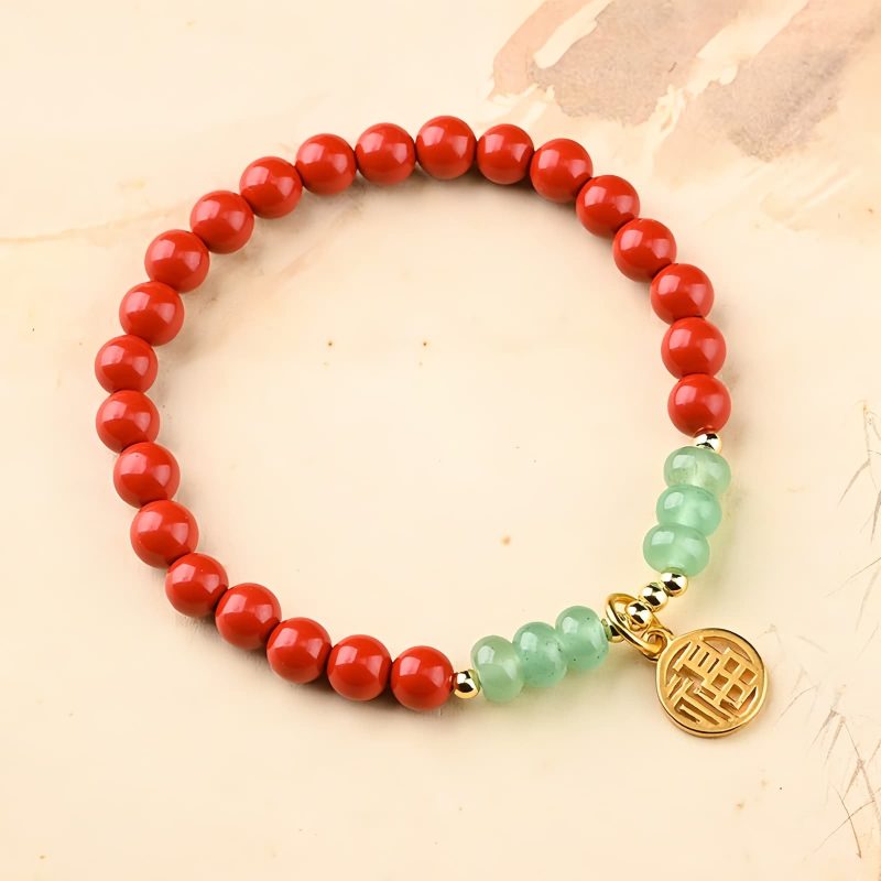 Tibetan Cinnabar Green Aventurine Luck Bracelet Tibetan Cinnabar Green Aventurine Luck Bracelet