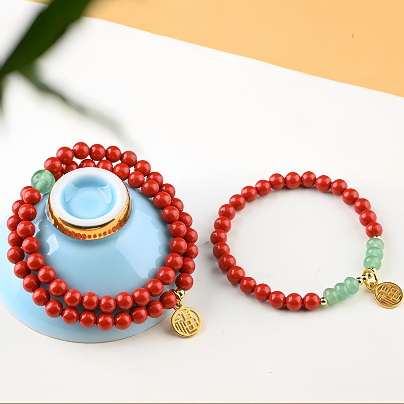Tibetan Cinnabar Green Aventurine Luck Bracelet Tibetan Cinnabar Green Aventurine Luck Bracelet