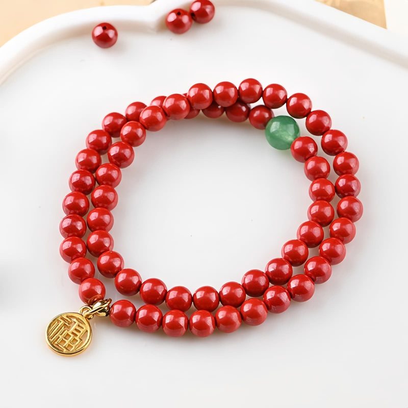 Tibetan Cinnabar Green Aventurine Luck Bracelet Tibetan Cinnabar Green Aventurine Luck Bracelet