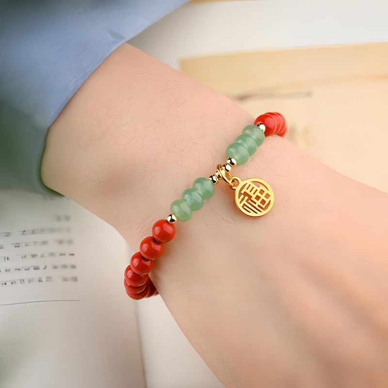Tibetan Cinnabar Green Aventurine Luck Bracelet Tibetan Cinnabar Green Aventurine Luck Bracelet
