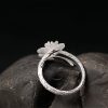 925 Silver Adjustable Healing Ring with White Crystal Skeleton Flower 925 Silver Adjustable Healing Ring with White Crystal Skeleton Flower