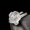 925 Silver Adjustable Healing Ring with White Crystal Skeleton Flower 925 Silver Adjustable Healing Ring with White Crystal Skeleton Flower