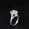 925 Silver Adjustable Healing Ring with White Crystal Skeleton Flower 925 Silver Adjustable Healing Ring with White Crystal Skeleton Flower