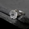 925 Silver Adjustable Healing Ring with White Crystal Skeleton Flower 925 Silver Adjustable Healing Ring with White Crystal Skeleton Flower