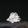 925 Silver Adjustable Healing Ring with White Crystal Skeleton Flower 925 Silver Adjustable Healing Ring with White Crystal Skeleton Flower