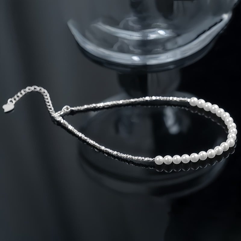 925 Silver Pearl Beads Protection Anklet 925 Silver Pearl Beads Protection Anklet