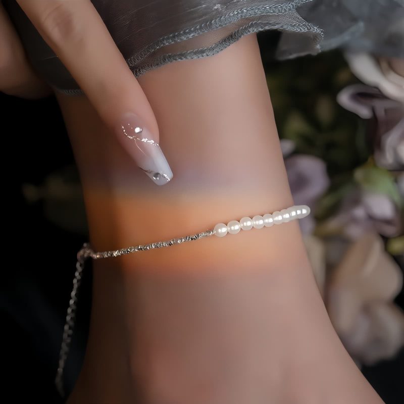 925 Silver Pearl Beads Protection Anklet 925 Silver Pearl Beads Protection Anklet