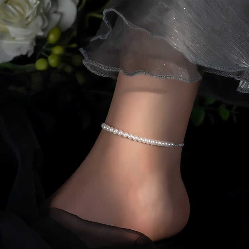 925 Silver Pearl Beads Protection Anklet 925 Silver Pearl Beads Protection Anklet
