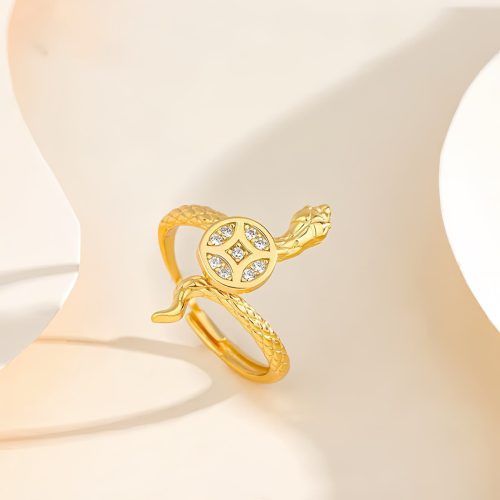 Anillo de Plata 925 Año de la Serpiente con Moneda de Cobre