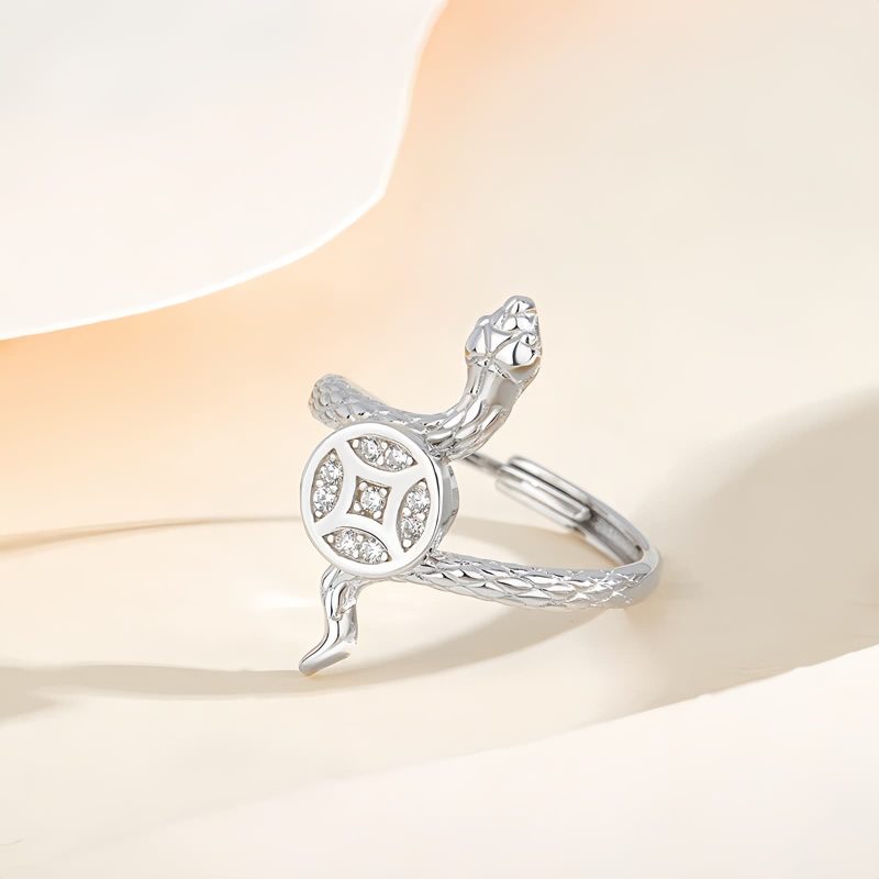 925 Silver Year of the Snake Copper Coin Ring 925 Silver Year of the Snake Copper Coin Ring